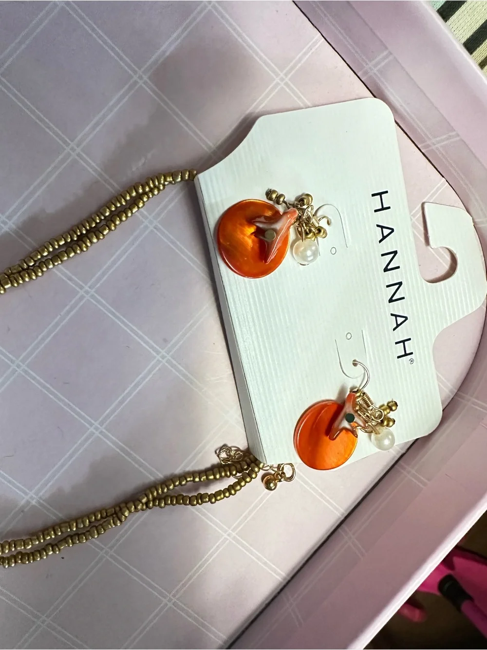 Hannah Orange Multi-Disc Bead Necklace & Earring Set